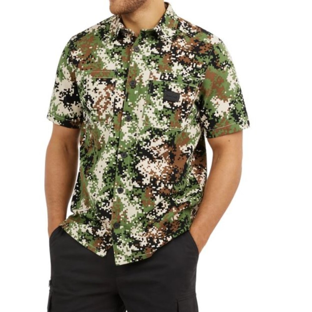 Dog Supply By Snoop Dog Mens Classic Woven Work Wear Shirt in Digital Camo S New